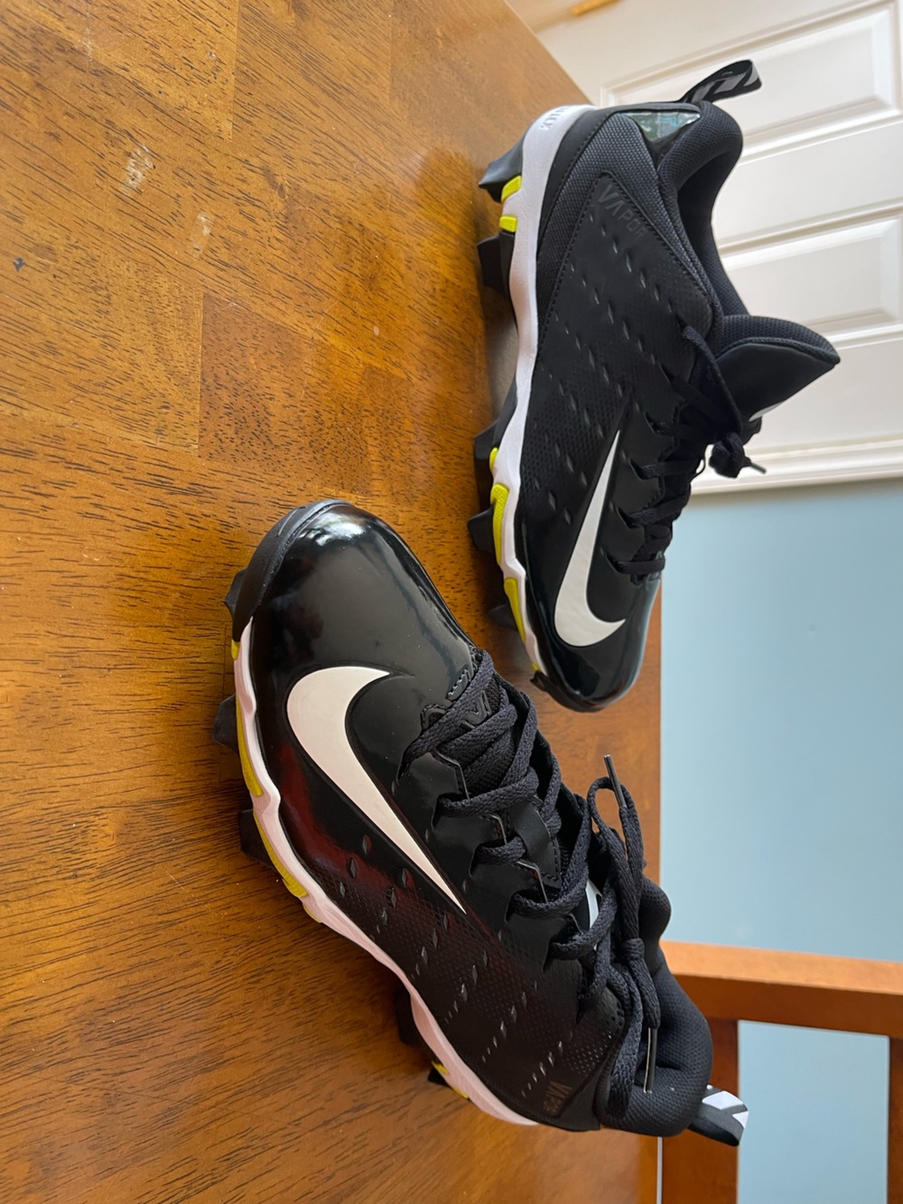 Nike Black & White Football Cleats with Neon Yellow Accents never worn